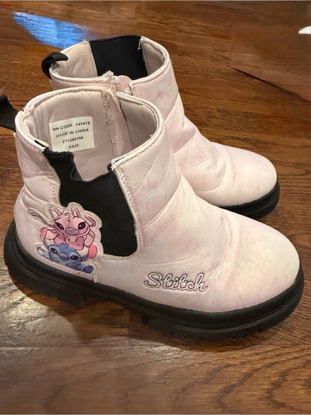 Girls Stitch Pale Pink Ankle Boots with Side Zipper